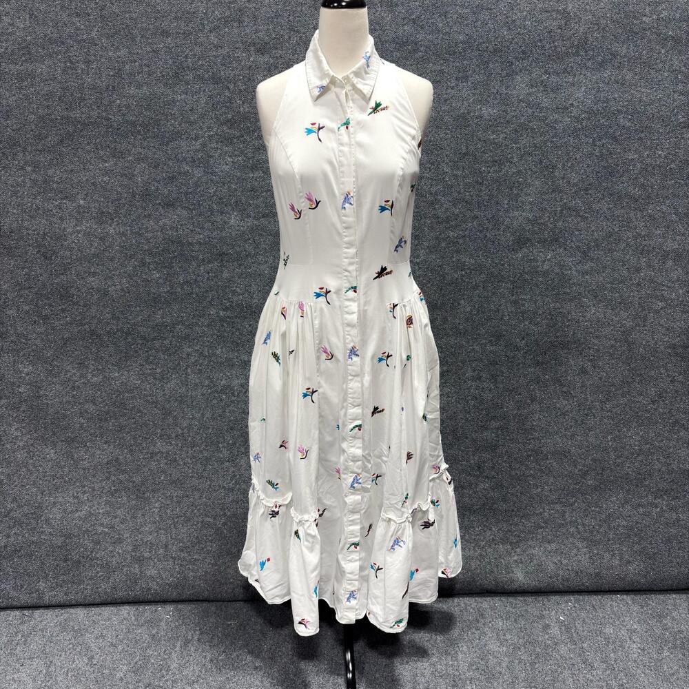 Prabal Gurung Collective Dress Womens 8 White Floral Shirt Fit Flare Midi